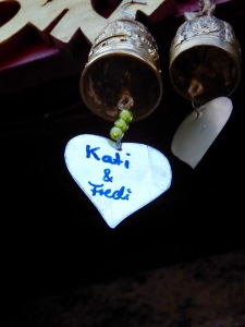 People bring bells with their name on and leave it with a wish. Most were in Thai, but I found one from Kati and Fredi. 